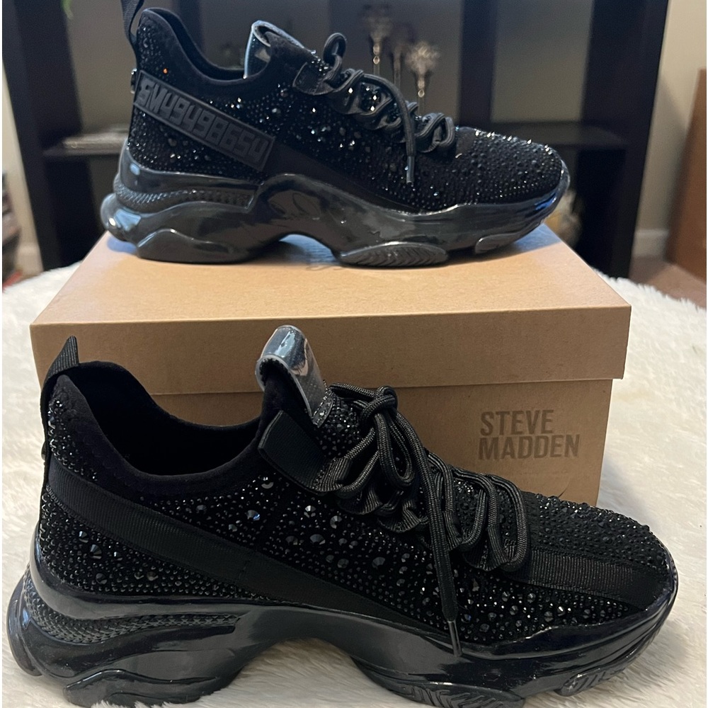 Steve Madden Black Rhinestone Sneakers